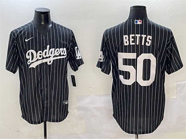 Mens Los Angeles Dodgers #50 Mookie Betts Black Cool Base Stitched Jersey